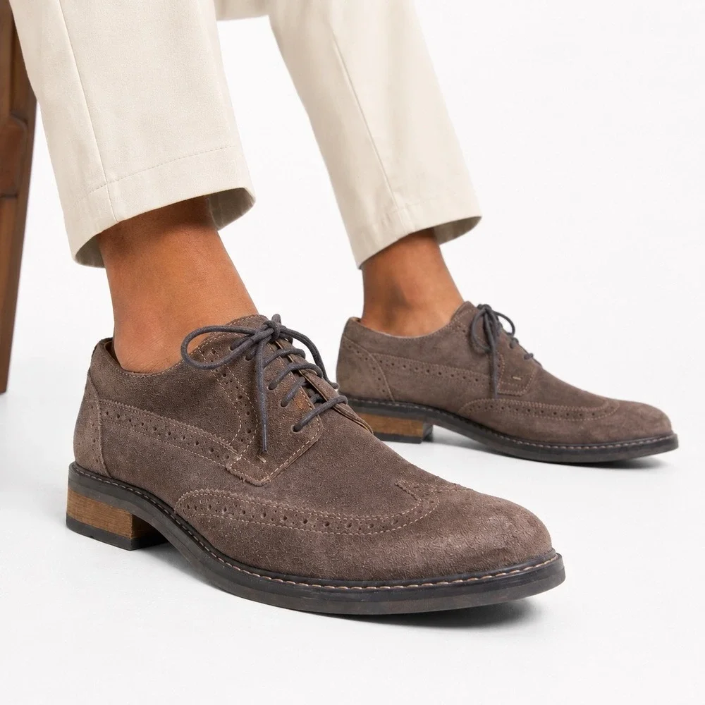 Vionic Bruno Wingtip Oxfords Suede Brown Orthotic Mens Size 11